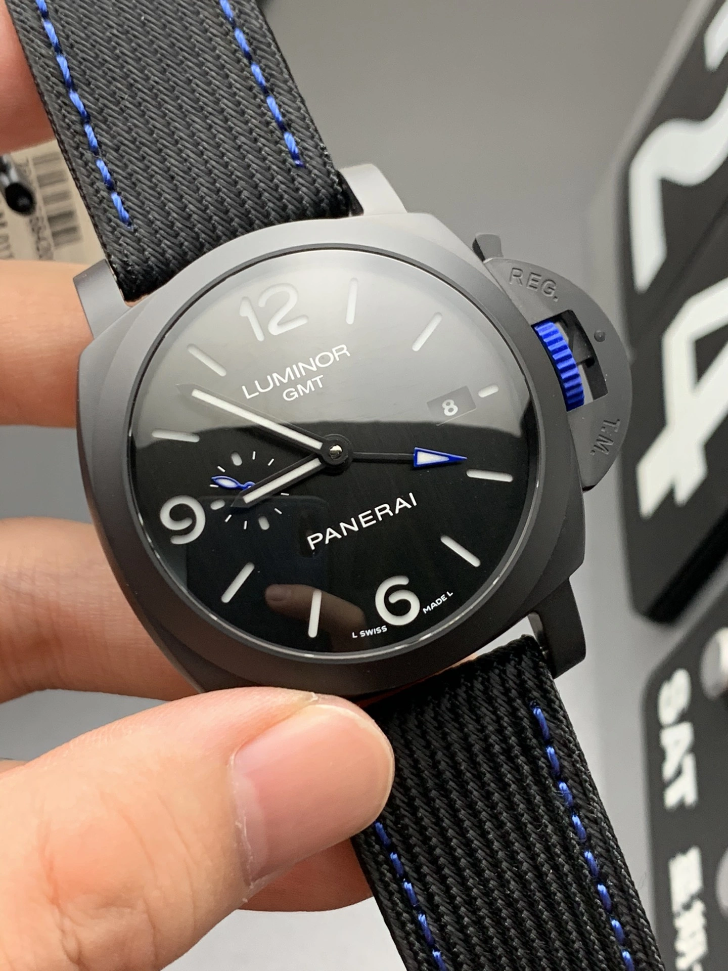 Affordable CBD Factory Panerai Luminor GMT Ceramica “Bucherer Blue” PAM01176 1:1 Super Clone – DDP.9010 GMT Movement 368